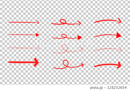 Hand-drawn arrow set red vector Hand-drawn arrow set red vector 128252654