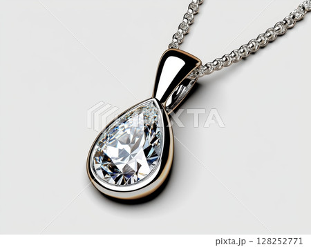 Elegant Teardrop Diamond Necklace on a Delicate Silver Chain Design Elegant Teardrop Diamond Necklace on a Delicate Silver Chain Design 128252771