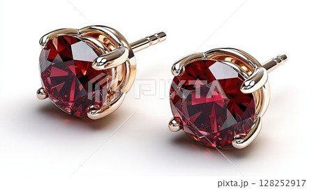 Elegant Ruby Stud Earrings with Large Round Cut Design for Jewelry Lovers 128252917