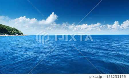 水平線と青空 海 水平線と青空 海 128253136