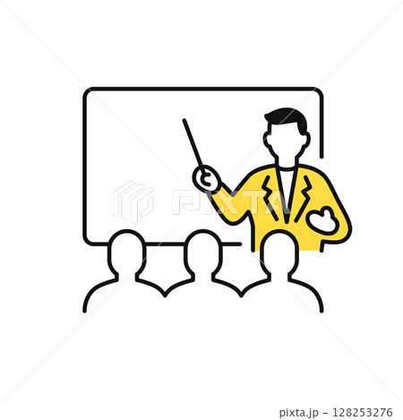プレゼン・会議・セミナー・研修のシンプルなベクターアイコンイラスト素材 プレゼン・会議・セミナー・研修のシンプルなベクターアイコンイラスト素材 128253276