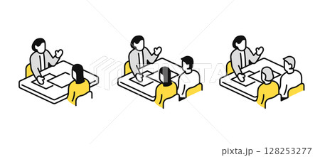 相談をするシンプルなベクターアイコンイラストセット素材	 128253277