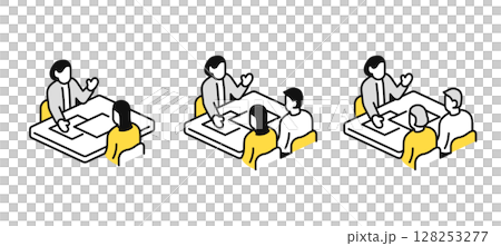 相談をするシンプルなベクターアイコンイラストセット素材	 128253277