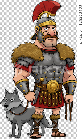 Roman with Wolf Companion Roman with Wolf Companion 128253403