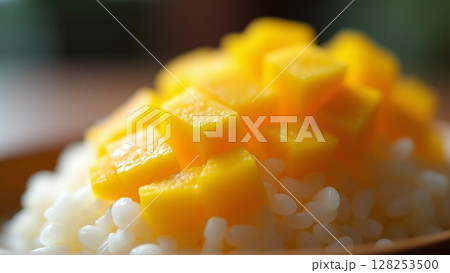 Exquisite Mango Sticky Rice with Creamy Coconut Sauce Exquisite Mango Sticky Rice with Creamy Coconut Sauce 128253500