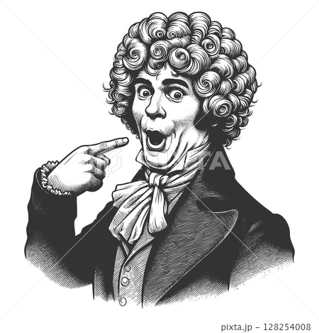 Surprised Aristocrat Pointing at Himself in Wig Surprised Aristocrat Pointing at Himself in Wig 128254008