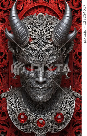 Iron devil robot. Artificial intelligence.  128254017