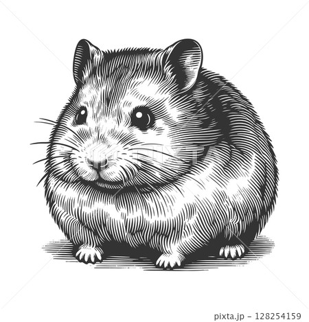 Hamster engraving sketch raster illustration 128254159
