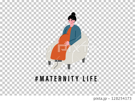 孕婦坐在沙發上 128254173
