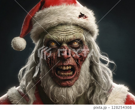 Image of zombie santa claus. Artificial intelligence. Image of zombie santa claus. Artificial intelligence. 128254308