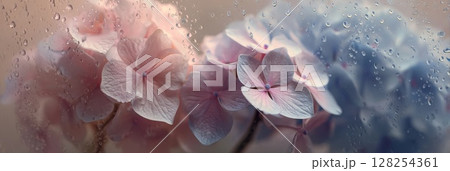 雨と紫陽花の背景 128254361