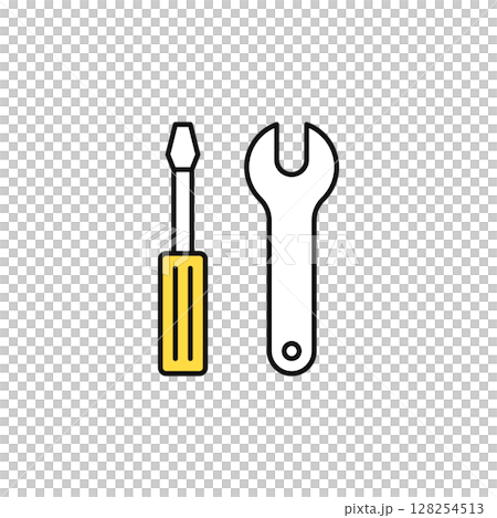 スパナとドライバーのシンプルなベクターアイコンイラスト素材 スパナとドライバーのシンプルなベクターアイコンイラスト素材 128254513