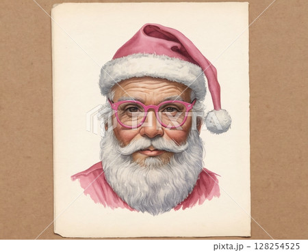 Portrait of stylish Santa Claus in pink glasses.  128254525
