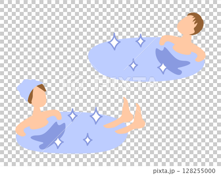 Illustration set of men and women taking a cold bath Illustration set of men and women taking a cold bath 128255000