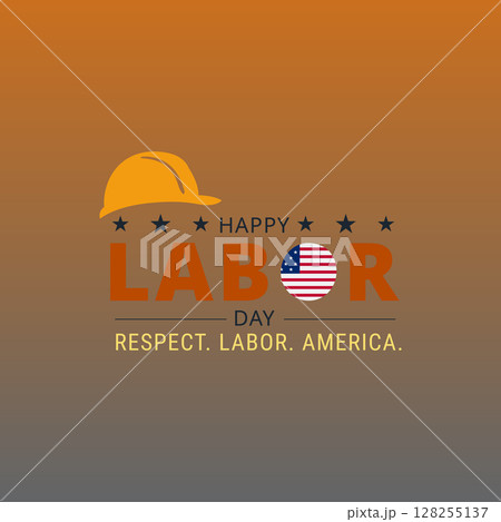 Bold Labor Day Typography with Hard Hat and American Flag Bold Labor Day Typography with Hard Hat and American Flag 128255137