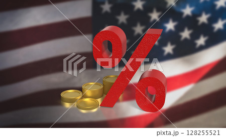 The Percent on USA flag for Business concept 3d Rendering. 128255521