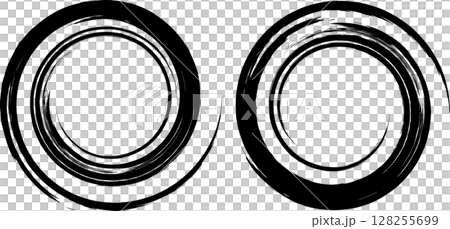 筆でグルグル描いた黒い渦巻き模様 128255699
