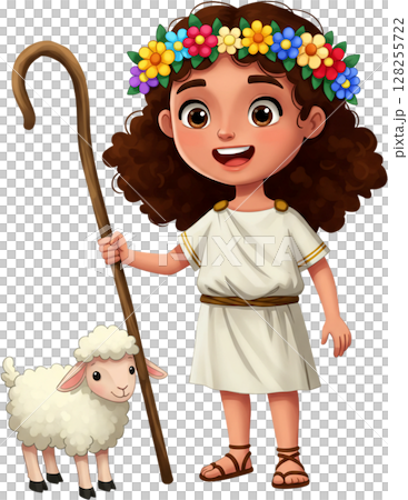 little girl in a wreath of flowers little girl in a wreath of flowers 128255722