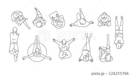 Top View Illustrations of People in Various Poses 128255766