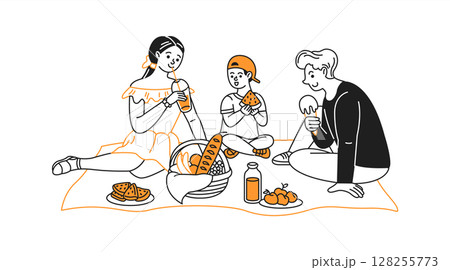Family Picnic Illustration with Food and Drink 128255773