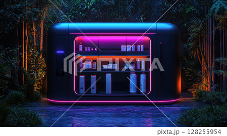 sleek and modern medicine cabinet showcases advanced technology smart temperature controls and digital organization, designed for home healthcare needs in stylish environment sleek and modern medicine cabinet showcases advanced technology smart temperature controls and digital organization, designed for home healthcare needs in stylish environment 128255954