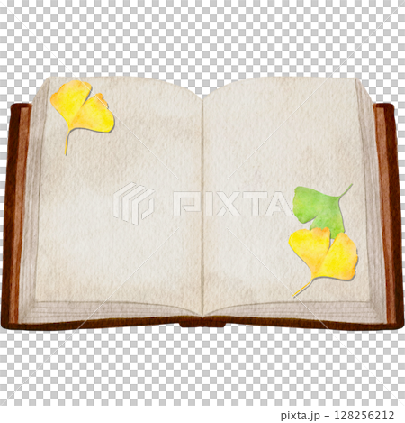 書籍、水彩畫、古董、筆記本、銀杏、插圖 128256212