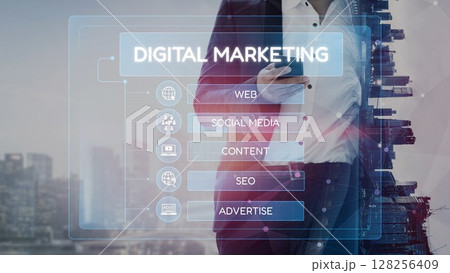 Digital Marketing Structure Showing SEO, Content, and Online Advertising Muxer 128256409