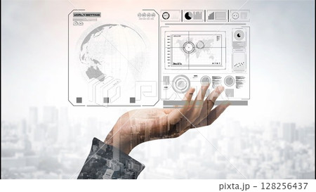 Global network connection interface show worldwide digital communication Thunk 128256437