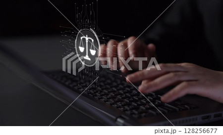 Digital law interface displaying justice scale, highlighting digital law Muxer Digital law interface displaying justice scale, highlighting digital law Muxer 128256677