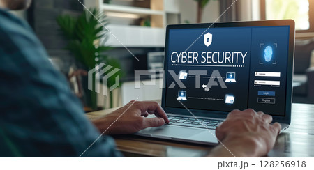 Cyber security system on computer screen protect private information brisk 128256918