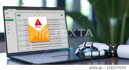 Cyber attack malware alert show computer screen display threat detected brisk 128257034