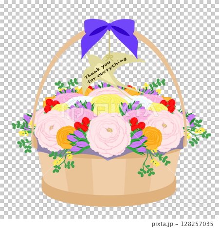 贈り物_フラワーバスケットのイラスト 贈り物_フラワーバスケットのイラスト 128257035