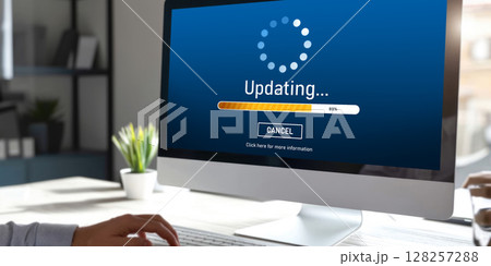 Software update on computer for brisk version of device software 128257288