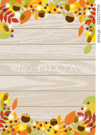 板、秋、紅葉、キラキラ、かわいい、イラスト、背景、縦 128257950