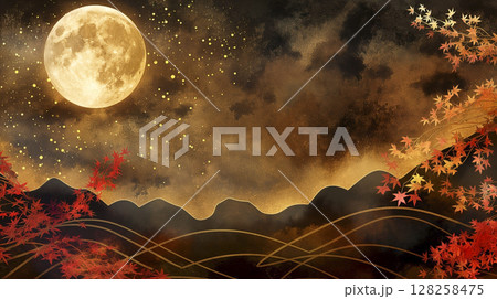 秋の和風背景素材「AI生成画像」 128258475