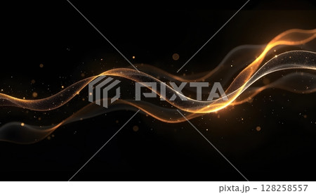a close up of a gold wave on a black background, 128258557