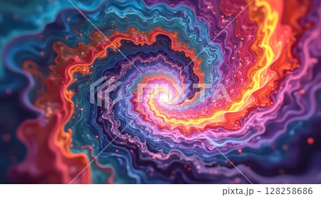 a close up of a colorful swirl with a bright light in the middle, 128258686