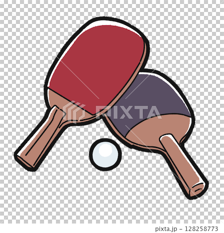 乒乓球拍和乒乓球插圖 128258773