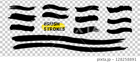 模糊的筆觸，水平，波浪形，設置 128258891