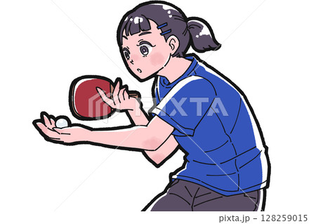 卓球をする女の子のイラスト 卓球をする女の子のイラスト 128259015