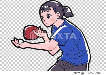 Illustration of a girl playing table tennis Illustration of a girl playing table tennis 128259015