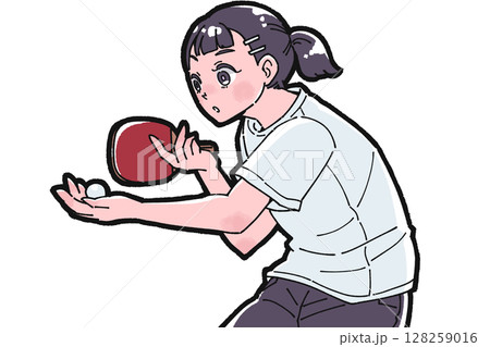 卓球をする女の子のイラスト 128259016