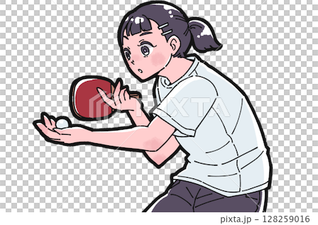 卓球をする女の子のイラスト 128259016