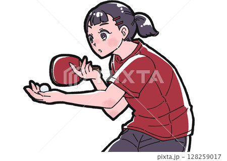 卓球をする女の子のイラスト 卓球をする女の子のイラスト 128259017