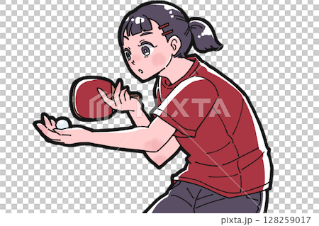 卓球をする女の子のイラスト 卓球をする女の子のイラスト 128259017