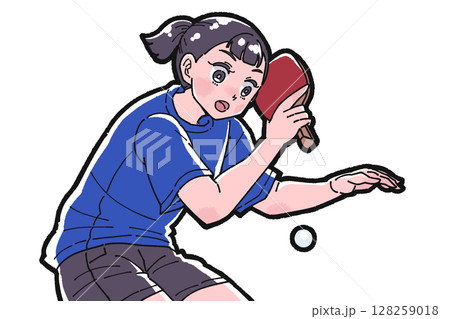 卓球をする女の子のイラスト 128259018