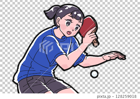 卓球をする女の子のイラスト 128259018