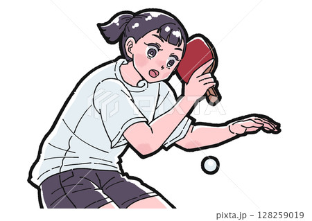 卓球をする女の子のイラスト 128259019