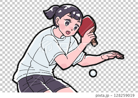 卓球をする女の子のイラスト 128259019