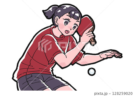 卓球をする女の子のイラスト 128259020